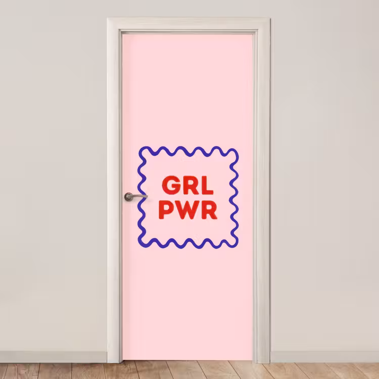 Deursticker - Grl pwr - Roze - Kader — 1