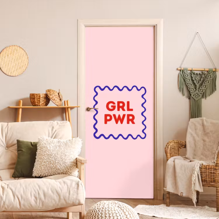 Deursticker - Grl pwr - Roze - Kader — 4