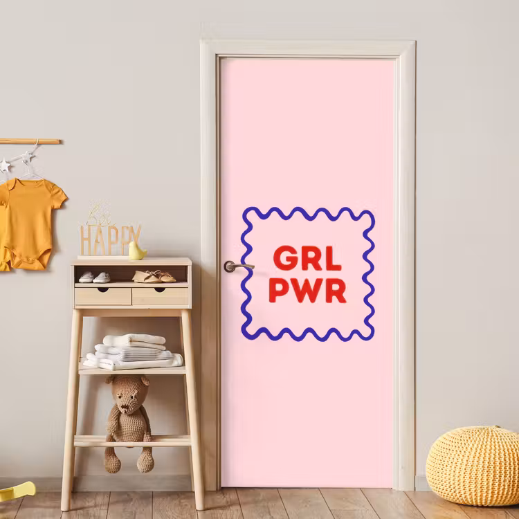 Deursticker - Grl pwr - Roze - Kader — 6