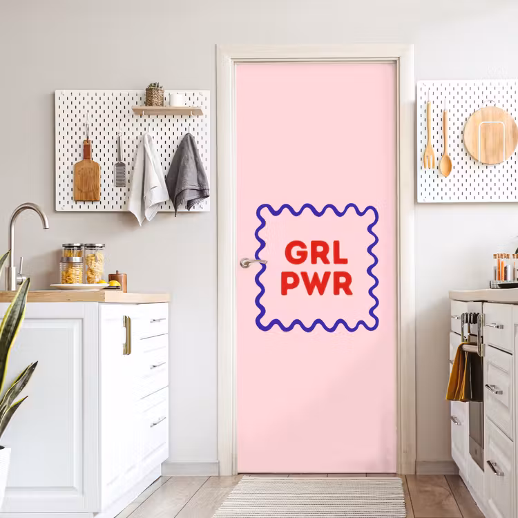 Deursticker - Grl pwr - Roze - Kader — 7