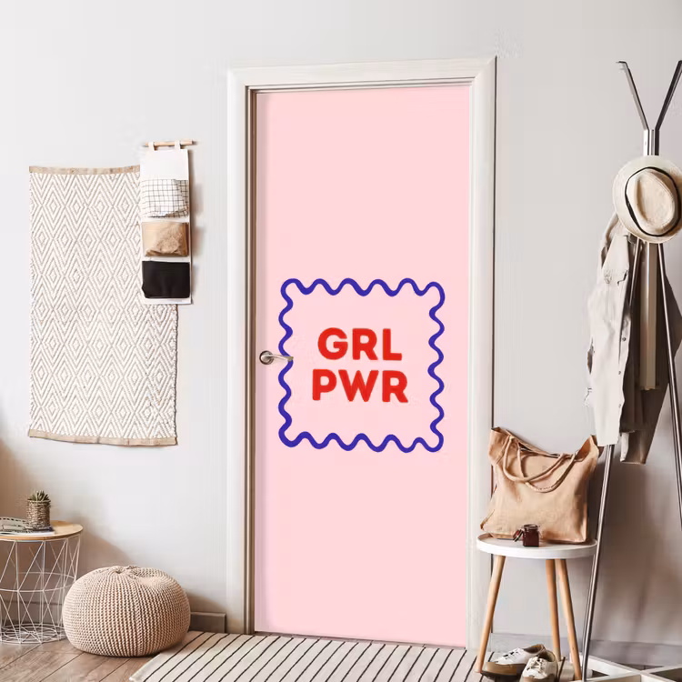 Deursticker - Grl pwr - Roze - Kader — 8