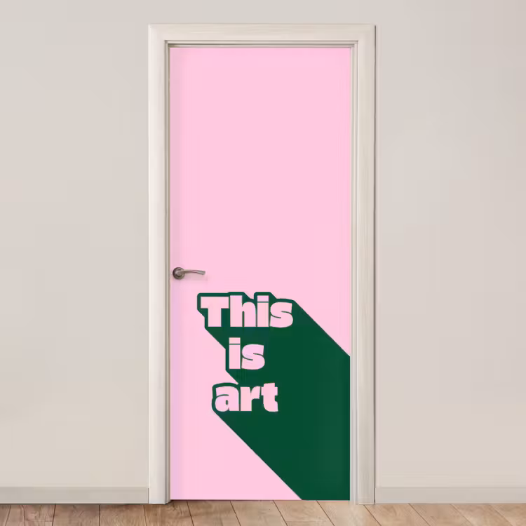 Deursticker - Groen - Teskt - This is art - Roze — 1