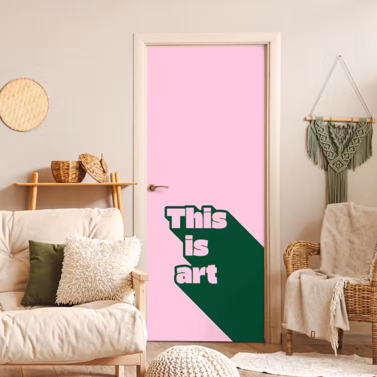 Deursticker - Groen - Teskt - This is art - Roze — 4