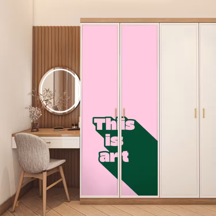 Deursticker - Groen - Teskt - This is art - Roze — 5