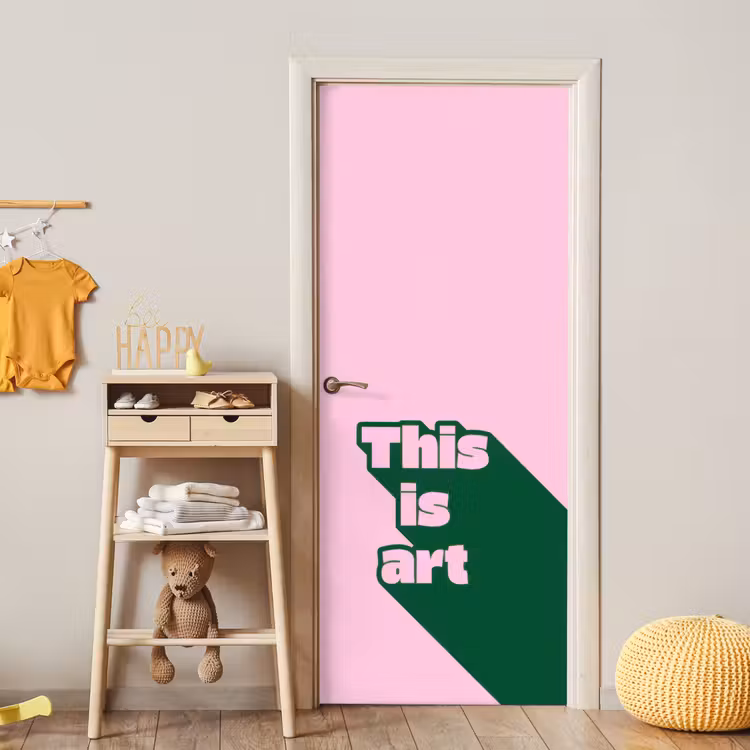 Deursticker - Groen - Teskt - This is art - Roze — 6