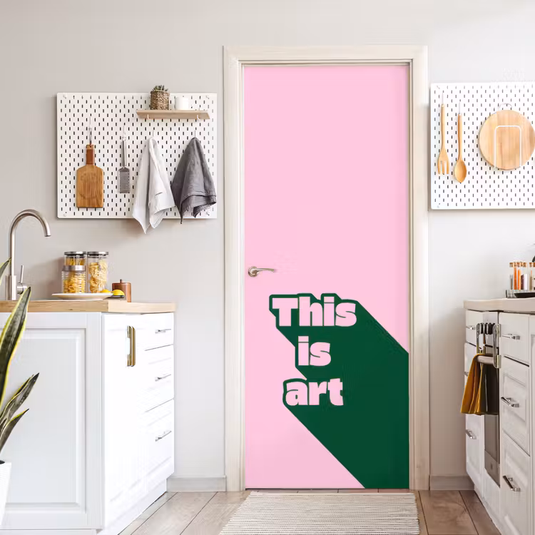 Deursticker - Groen - Teskt - This is art - Roze — 7