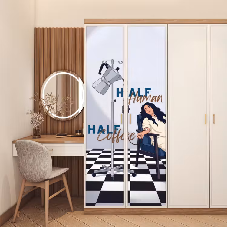 Deursticker - Half human, Half Coffee - Infuus - Koffie — 5