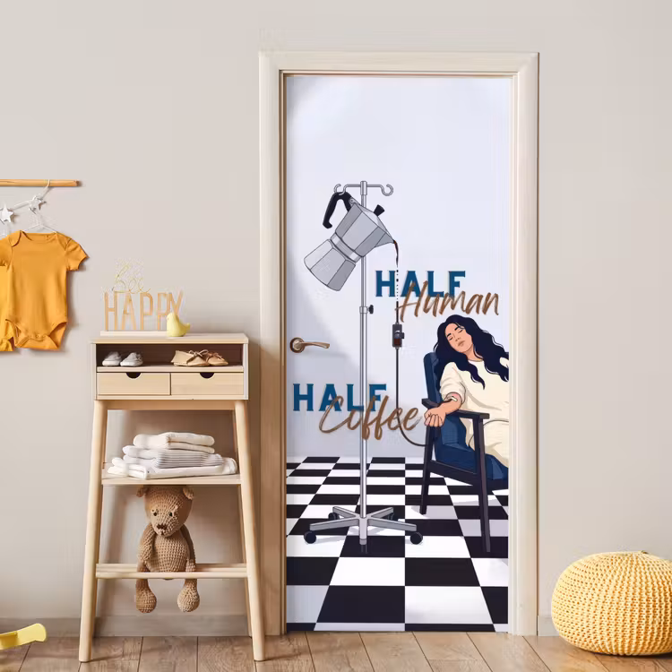 Deursticker - Half human, Half Coffee - Infuus - Koffie — 6