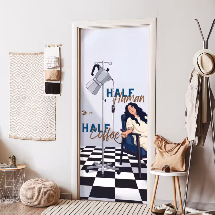 Deursticker - Half human, Half Coffee - Infuus - Koffie — 8