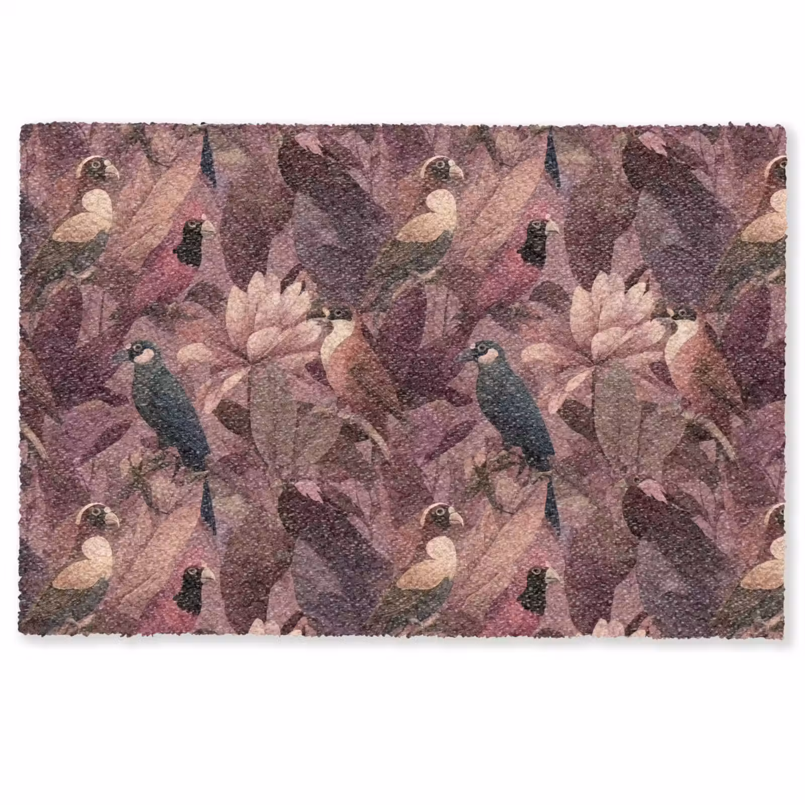 Deurmat - Vogels - Bladeren - Roze — 1