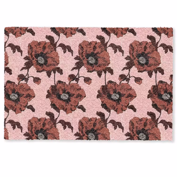 Deurmat - Bloemen - Retro - Rood — 1