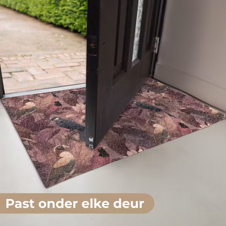 Deurmat - Vogels - Bladeren - Roze — 7