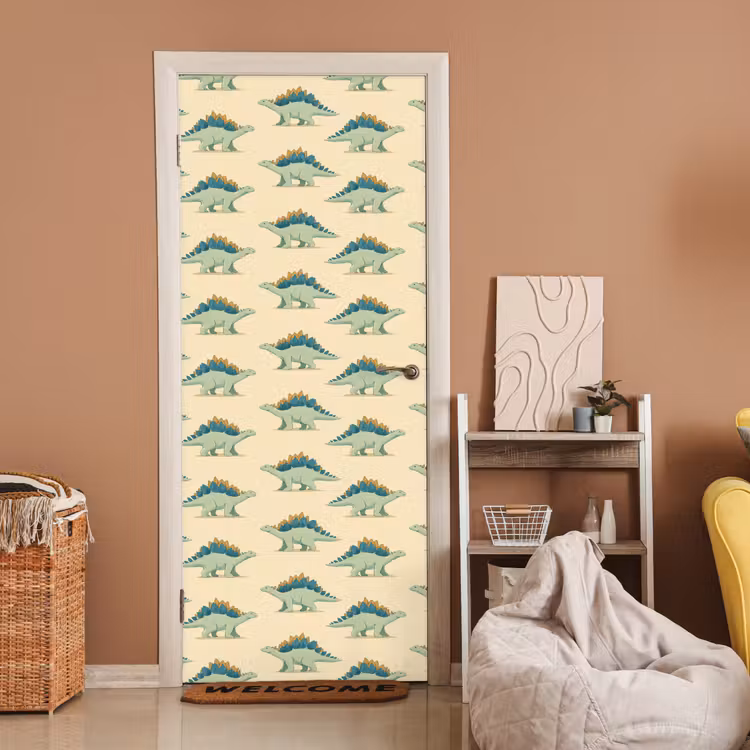 Deursticker - Dino - Patroon - Groen — 2
