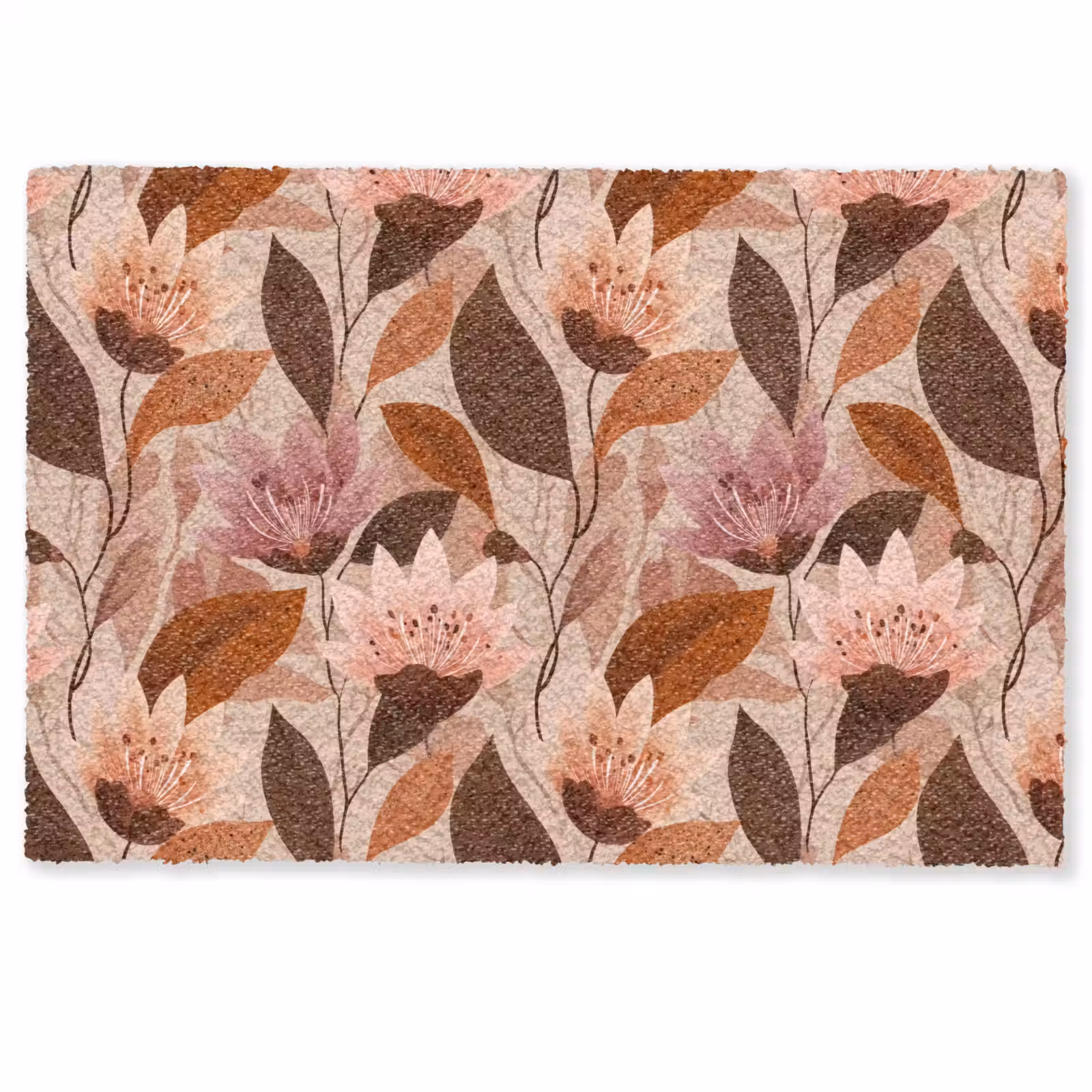 Deurmat - Bloemen - Bladeren - Bruin — 1