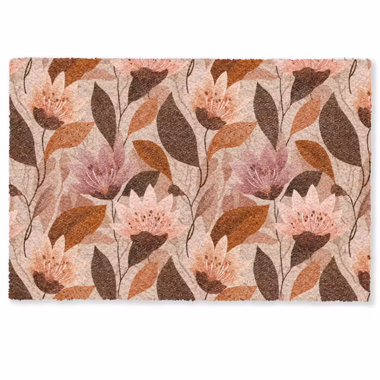 Deurmat - Bloemen - Bladeren - Bruin — 1