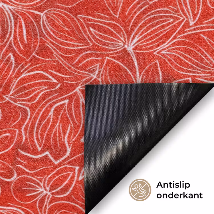 Deurmat - Bloemen - Patroon - Rood — 6