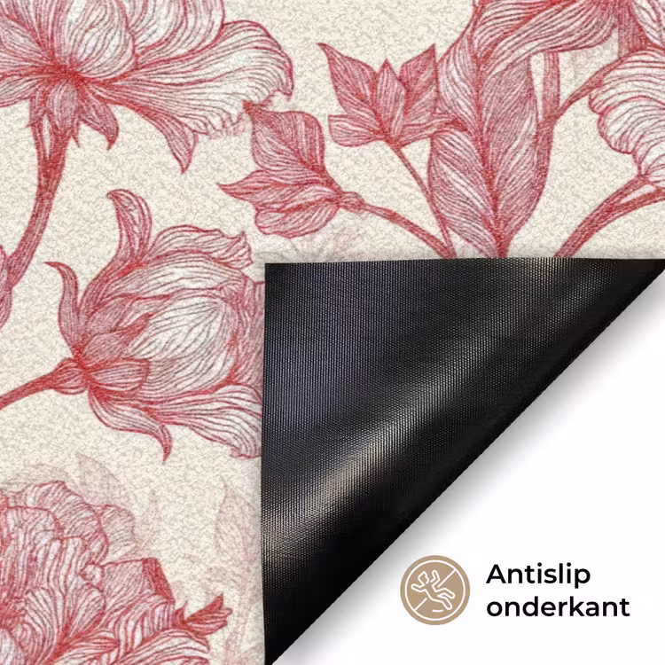 Deurmat - Pioenrozen - Modern -  Rood — 6