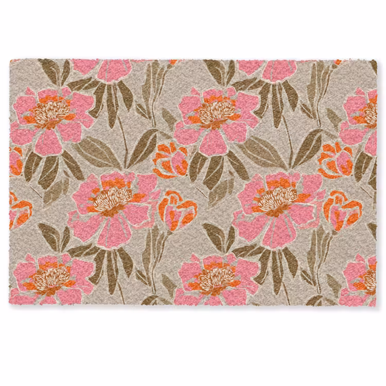 Deurmat - Pioenrozen - Patroon - Roze — 1