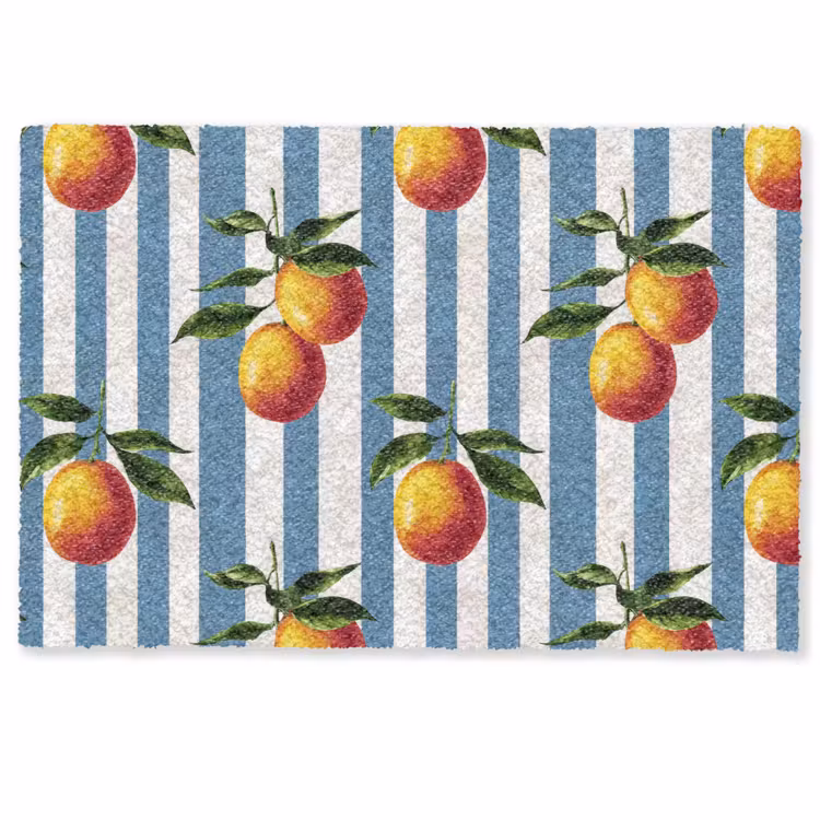 Deurmat - Strepen - Citroen - Blauw — 1
