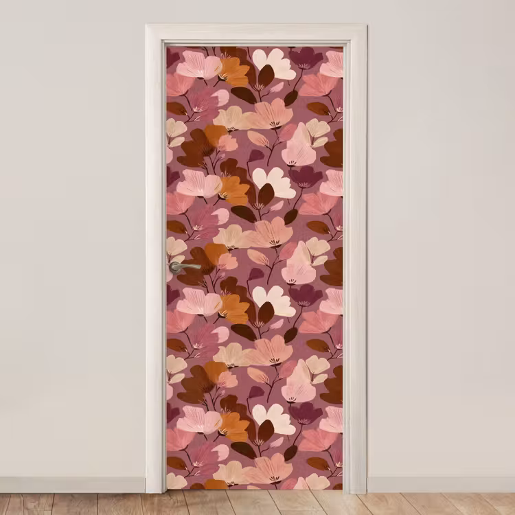 Deursticker - Bloem - Patroon - Roze — 1
