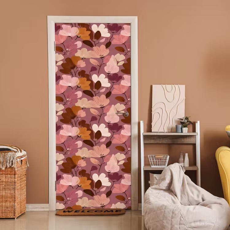 Deursticker - Bloem - Patroon - Roze — 2