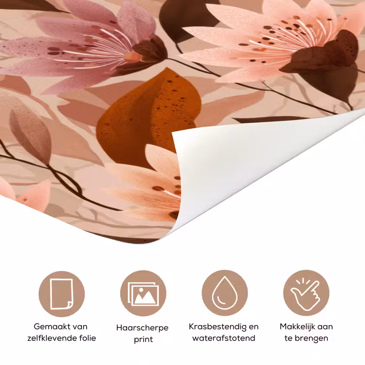 Deursticker - Bloemen - Bladeren - Bruin — 3