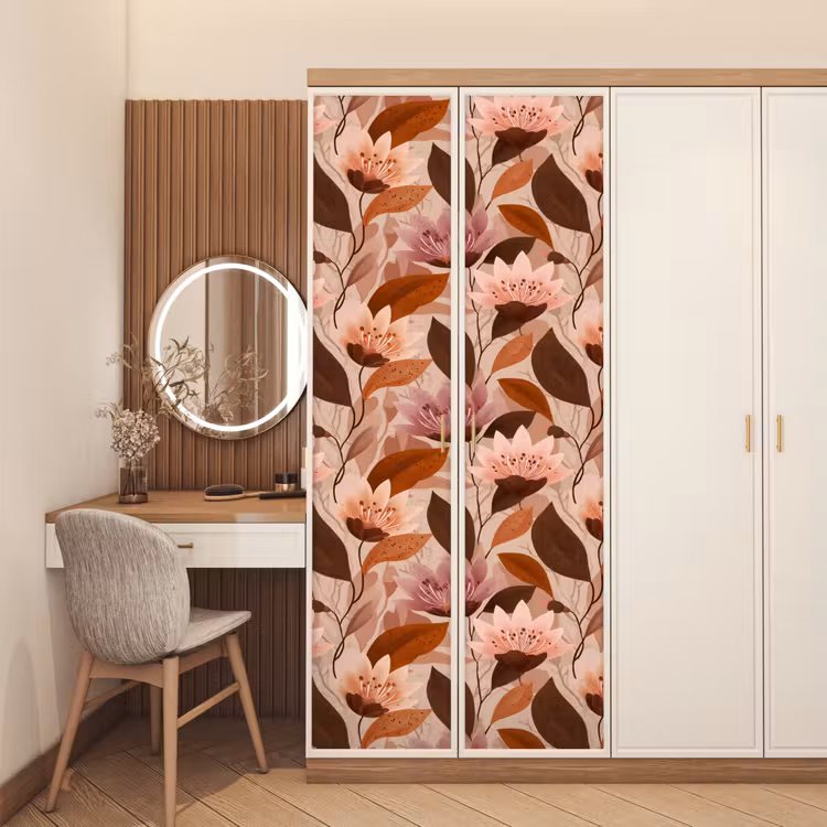 Deursticker - Bloemen - Bladeren - Bruin — 5