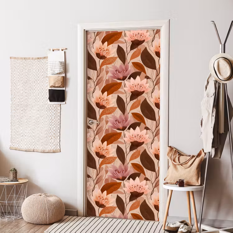 Deursticker - Bloemen - Bladeren - Bruin — 8