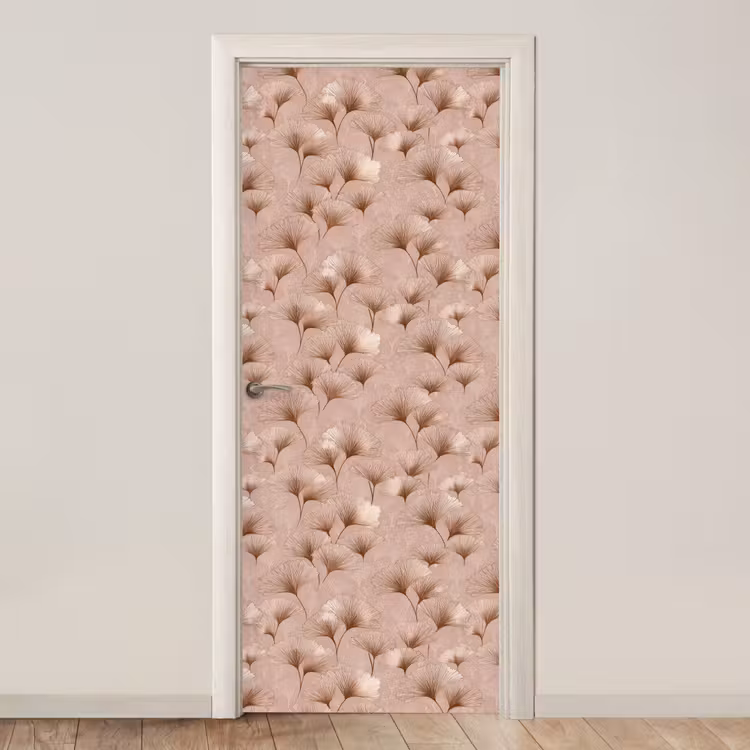 Deursticker - Ginkgo - Patroon - Roze — 1