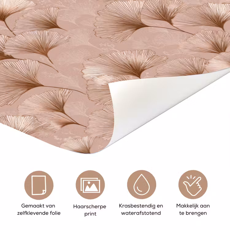 Deursticker - Ginkgo - Patroon - Roze — 3