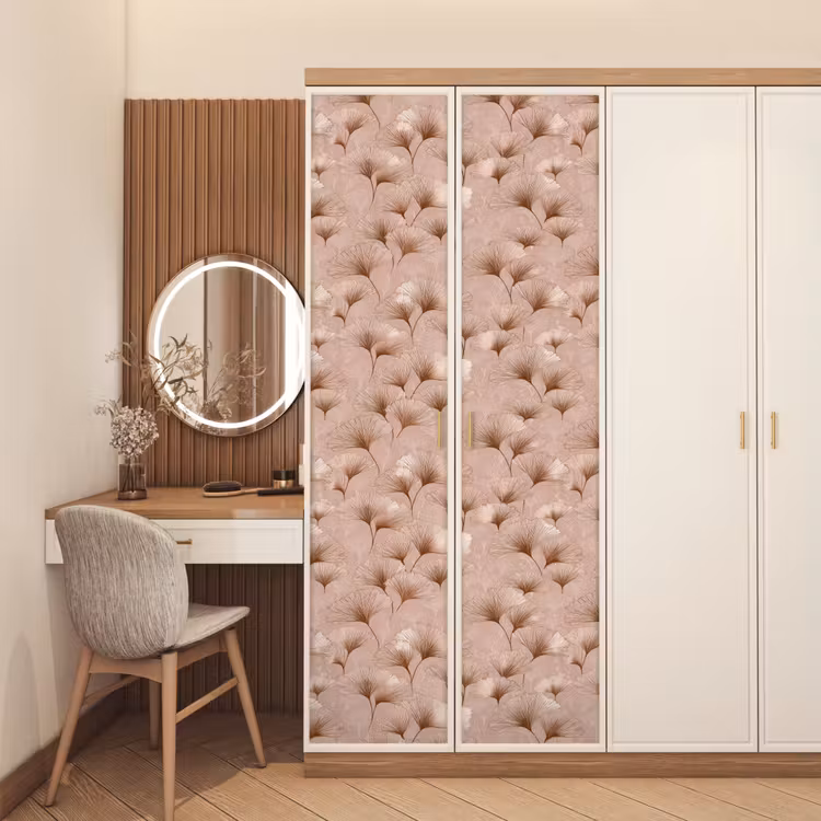 Deursticker - Ginkgo - Patroon - Roze — 5