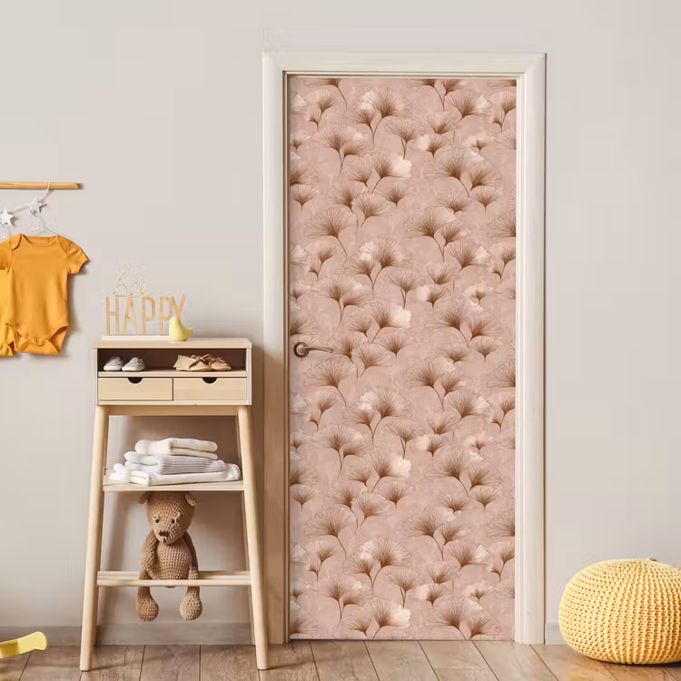 Deursticker - Ginkgo - Patroon - Roze — 6