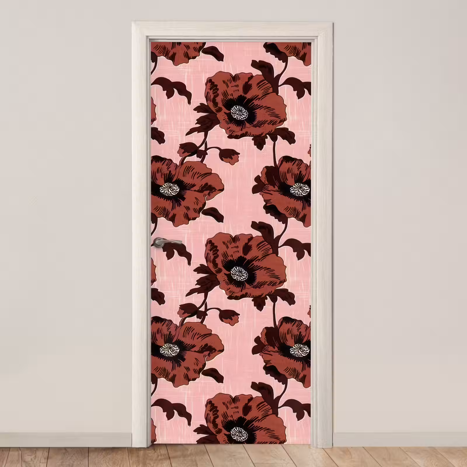 Deursticker - Bloemen - Retro - Rood — 1