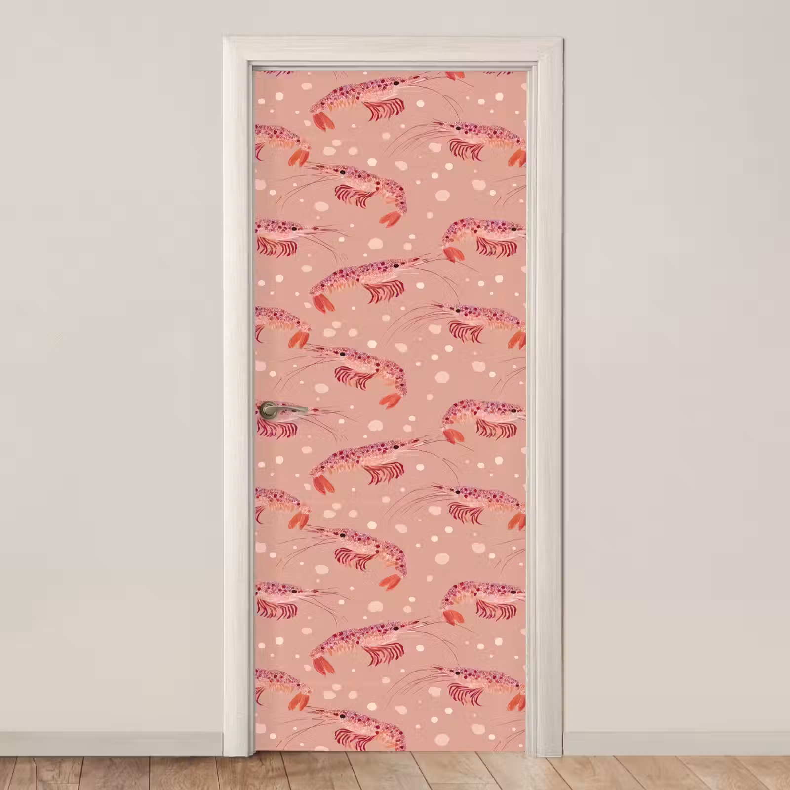Deursticker - Garnalen - Stippen - Roze — 1