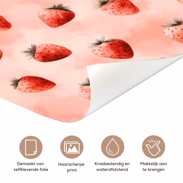 Deursticker - Aardbei - Patroon - Roze — 3
