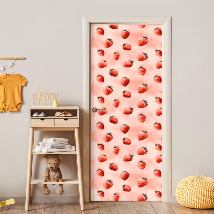 Deursticker - Aardbei - Patroon - Roze — 6