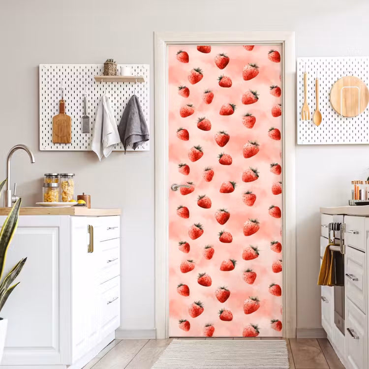 Deursticker - Aardbei - Patroon - Roze — 7