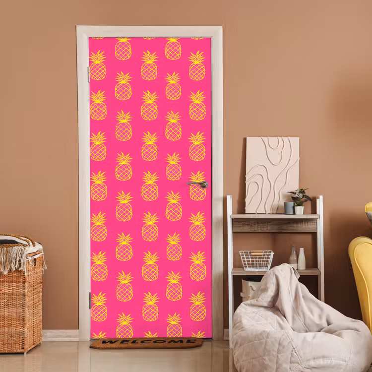 Deursticker - Ananas - Trendy - Roze — 2