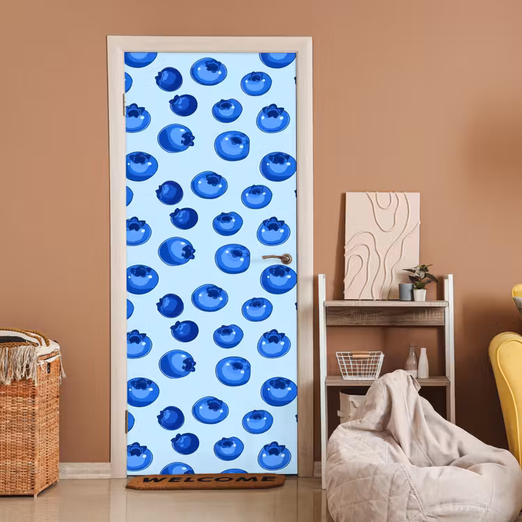 Deursticker - Bessen - Modern - Blauw — 2