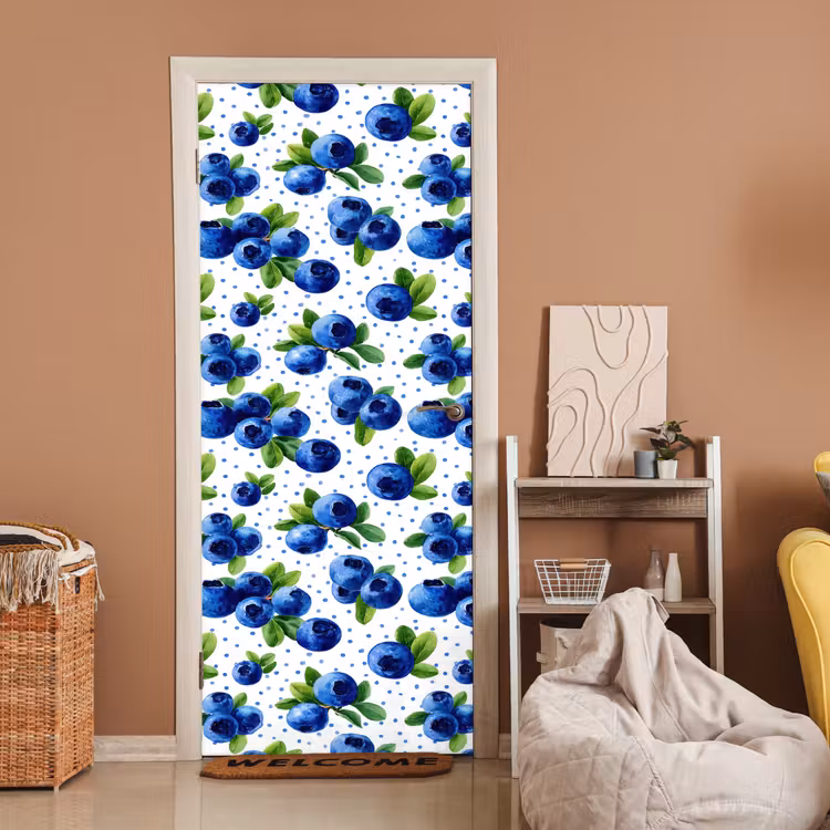 Deursticker - Bessen - Patroon - Blauw — 2