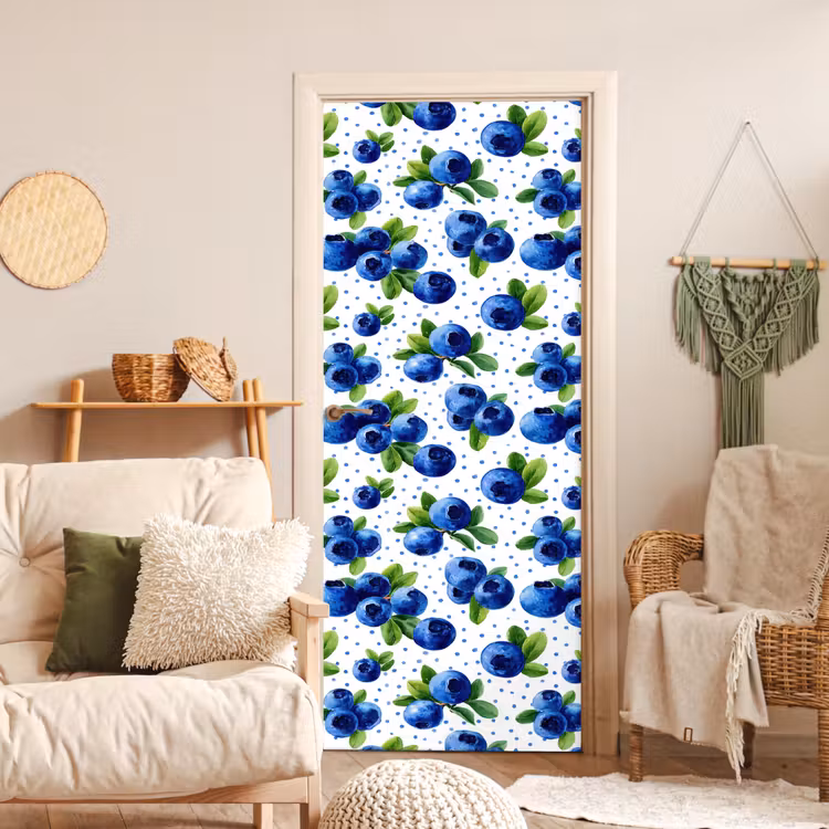 Deursticker - Bessen - Patroon - Blauw — 4