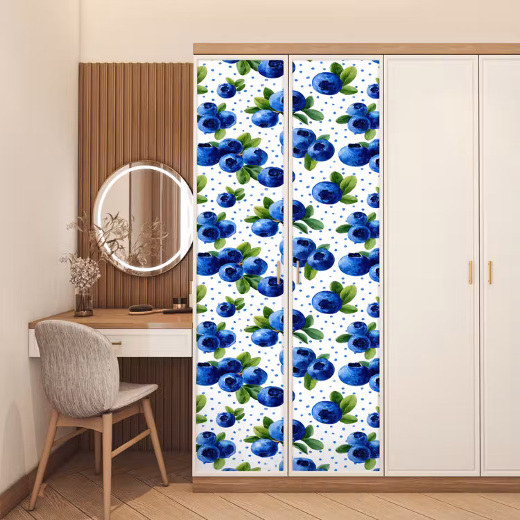 Deursticker - Bessen - Patroon - Blauw — 5