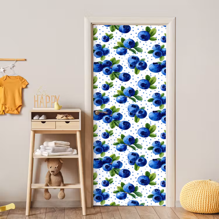 Deursticker - Bessen - Patroon - Blauw — 6