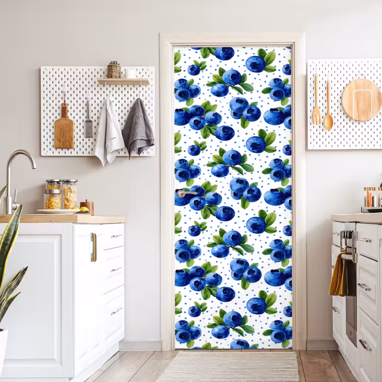 Deursticker - Bessen - Patroon - Blauw — 7