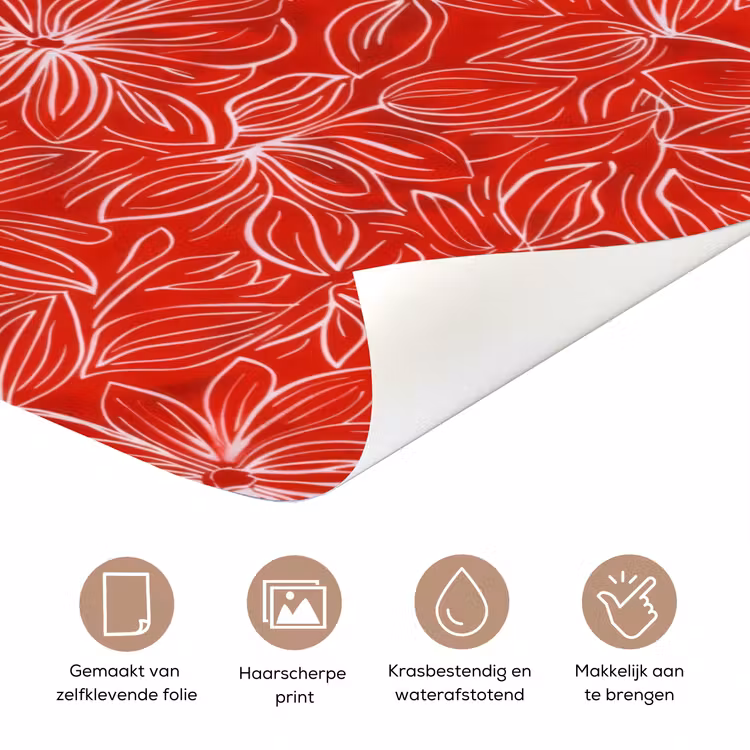 Deursticker - Bloemen - Patroon - Rood — 3