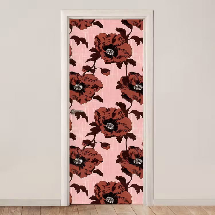 Deursticker - Bloemen - Retro - Rood — 1