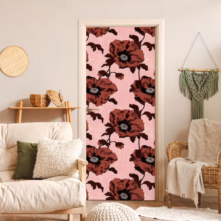 Deursticker - Bloemen - Retro - Rood — 4