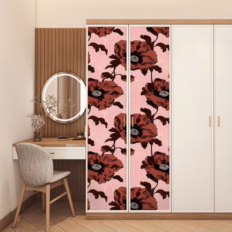 Deursticker - Bloemen - Retro - Rood — 5