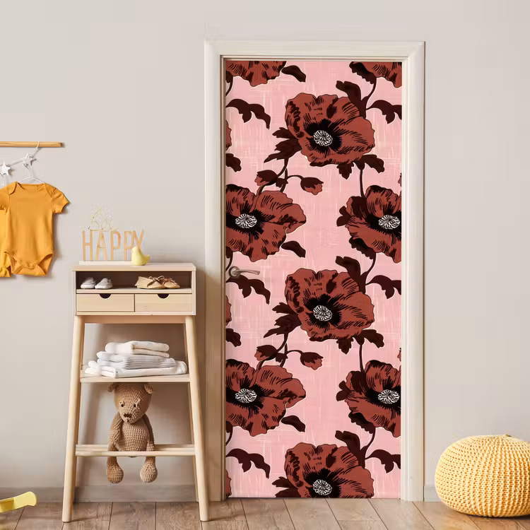 Deursticker - Bloemen - Retro - Rood — 6