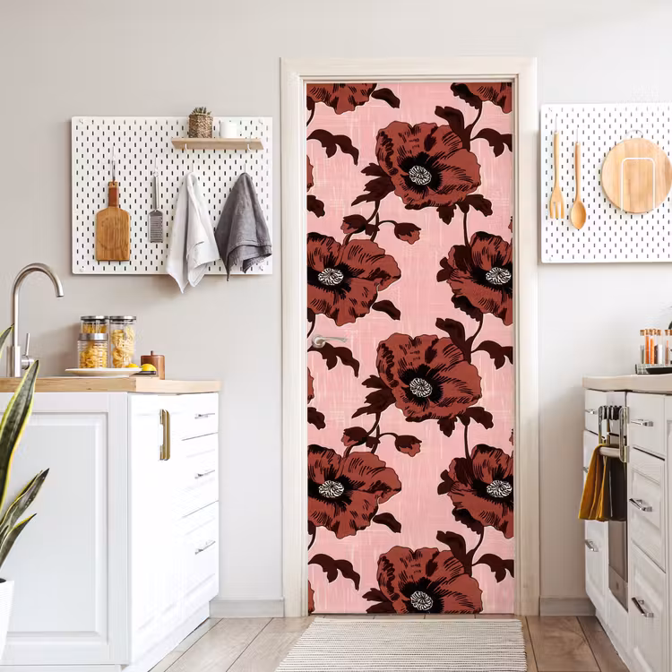 Deursticker - Bloemen - Retro - Rood — 7